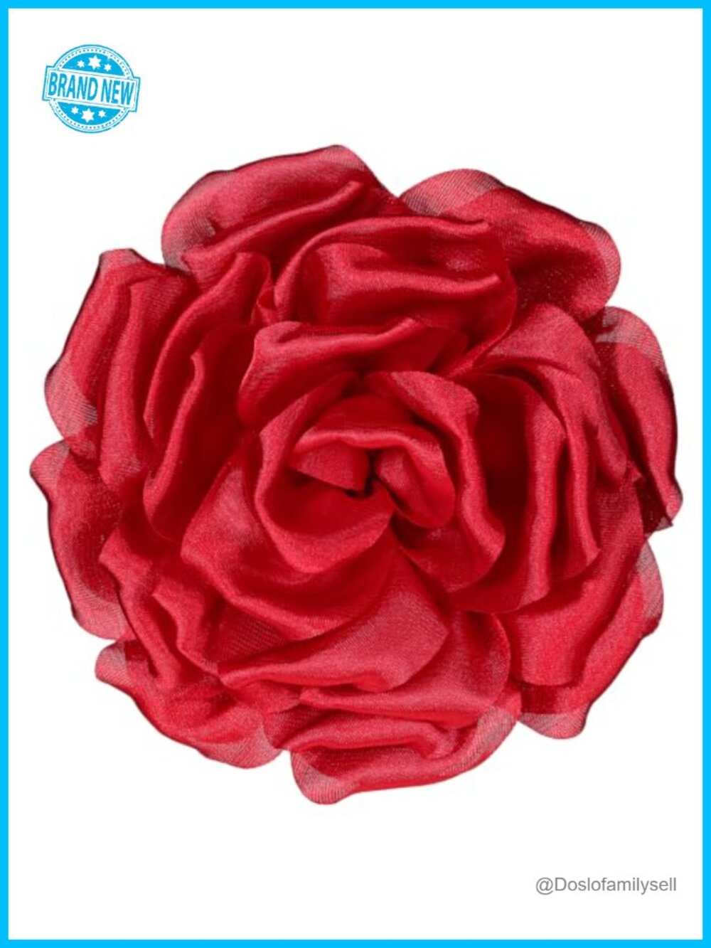 Large Red Rose Flower Brooch Hair Clip